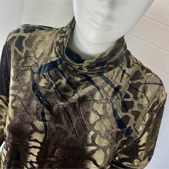 Ninety VTG Blouse Crushed Velvet Burnout Womens Med Abstract Rave Whimsy Goth - Picture 4 of 13